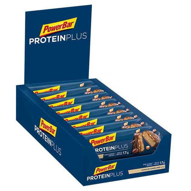powerbar-proteiini-plus-30-55g-15-yksikoita-cappuccino-ja-karkkia-energiaa-baarit-laatikko