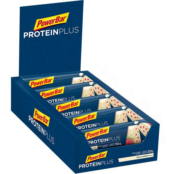 powerbar-protein-plus-33-90g-10-enheder-vanilje-og-hindb-r-energi-barer-boks