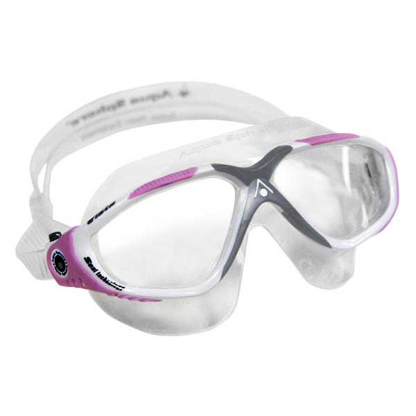 Pink Aqua Sphere Vista Ladies Swimming Mask Goggles Clear Lens White 