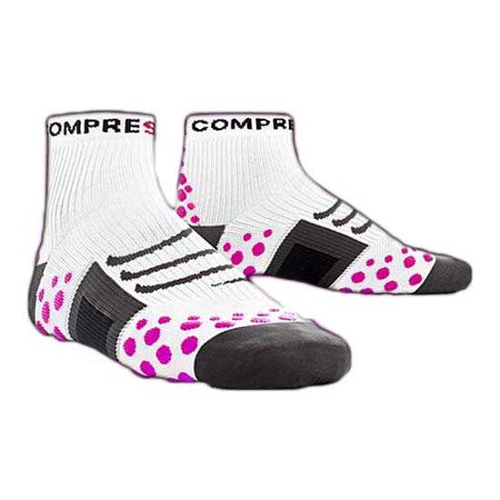 compressport-calze-run-high-white-pink