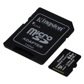 Kingston Canvas Select Plus Micro SD Class 10 64GB+SD Sovitin Muisti Kortti
