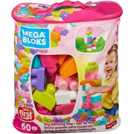 mega-bloks-jeu-de-construction-first-builders-dans-un-grand-sac-rose-60-pieces