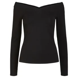 pieces-maliva-off-shoulder-긴팔-v넥-티셔츠
