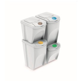 Prosperplast Set of 4 Recycling Bins 100L Sortibox Plastic Anthracite 4 x 25L