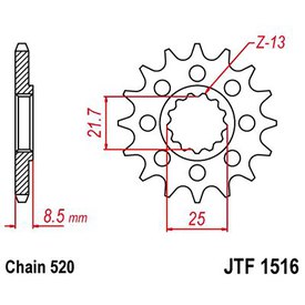 Jt sprockets Roda Dentada Dianteira De Aço 520 JTF1516.15