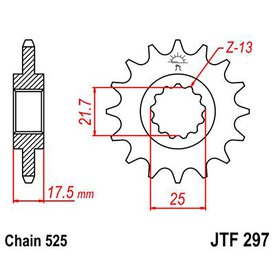Jt sprockets 525 RU JTF297.15RB Steel Front Sprocket