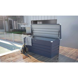 Wooden Garden Galvanized Steel Slanting Roof Outdoor Storage Box 