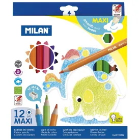 milan-box-12-maxi-hexagonal-colour-pencils---sharpener