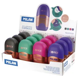 milan-display-box-12-erasers-with-pencil-sharpener-capsule-copper