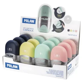 milan-silver-display-box-12-erasers-with-pencil-sharpener-capsule