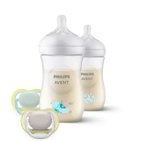 philips-avent-natural-response-pack:-2-decorated-baby-bottles---2-ultra-air-pacifiers-260ml