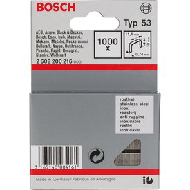 Bosch Häftklamrar Inox 53 11.4x0.74x10 mm 1000 Enheter
