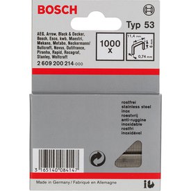 Bosch Häftklamrar Inox 53 11.4x0.74x6 mm 1000 Enheter