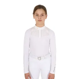 equestro-rhinestone-buttons-junior-langarmet-polo