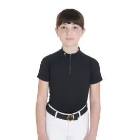 equestro-technical-training-zip-junior-kurzarm-polo