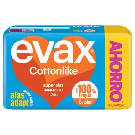 evax-bomullsliknande-bindor-med-vingar-s-super-24-enheter