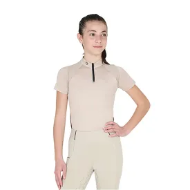 equestro-technical-training-zip-junior-kurzarm-polo
