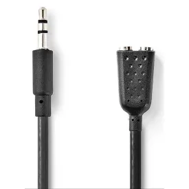 nedis-cagb22100bk02-stereo-audio-cable-m-f-nickel-plated-2x-3.5mm-3.5mm-0.2-m