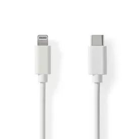 nedis-ccgl39650wt10-cable-lightning-8-pin-to-usb-c-male-48-mbps-nickel-plated-pvc-1-m