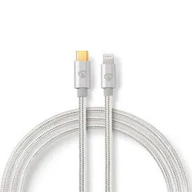 nedis-nylon-gold-lightning-cable-usb-c-male-to-apple-lightning-8-pin-48-mbps-plated-braided-aluminum-2-m