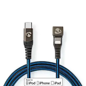 nedis-nylon-usb-cable-apple-lightning-8-pin-to-usb-c-male-48-mbps-nickel-plated-braided-1-m-60w