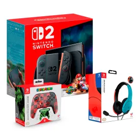 nintendo-switch-2---mario-kart-world---controller-glow-super-icon---neonblau---rotes-headset