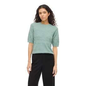 vila-milos-o-neck-pointelle-kurzarm-pullover