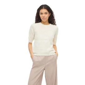 vila-milos-o-neck-pointelle-kurzarm-pullover