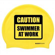 Buddyswim Svømmehætte Caution Swimmer At Work