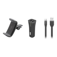 Muvit Air Vent Mobile Car Unterstützung 6.2 Zoll Mit 2 USB 2A Aufladen Häfen Und USB Zu Mikro USB Kabel 1m Pack