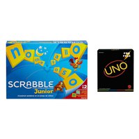 Mattel games Scrabble Junior Hiszpański + UNO Minimalistyczna Darmowa Gra Planszowa