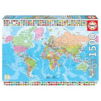 Educa borras Polityczna Mapa świata Puzzle 1500 Torba Z Podwójną Końcówką
