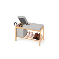 Domo pack living Bamboo Bench With Storage Basket And Shoe Shelf 70.5x48x36 cm