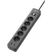 Apc Jatkojohtoon PME5U2B-GR 2 USB 5 Pistorasiat
