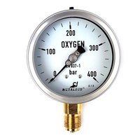 Metalsub Medidor De Pressão De Oxigênio Classe 0-400 Bar 1 100 mm