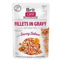Brit Filets In Soße Mit Herzhaftem Lachs 85g Nasses Katzenfutter