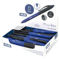 milan-caja-expositora-25-boligrafos-p1-touch-stylus-tinta-azul