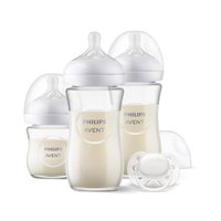 Philips avent Natural Response Cristal Pakket: 1 Glas Baby Fles 120ml + 2 Glas Baby Flessen 240ml + 1 Ultra Zacht Fopspeen