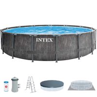 Intex Greywood Prism Premium Ø 457x122 cm Runder Stahlrahmen-oberirdischer Pool