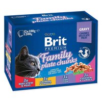Brit Cat Pouches-perhelautanen Kissan Märkäruoka 12x100g