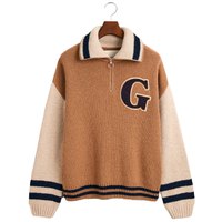 Gant Sweater Meio Zíper Wool Nepps Letterman
