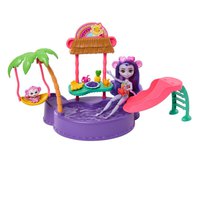 Enchantimals Sunshine Island Μίνι κούκλα μαϊμού με πισίνα και αξεσουάρ