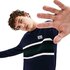 Lacoste Crew Neck Badge Striped Cotton Long Sleeve T-Shirt