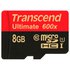 Transcend Tarjeta Memoria Micro SDHC MLC 8GB Class 10 UHS-I 600x+Adaptador SD