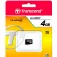 Transcend Micro SDHC 4GB Class 4 Minneskort