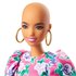 Barbie Fashionista Alopécica Con Vestido De Flores Y Mangas Abombadas Y Accesorios De Moda De Juguete